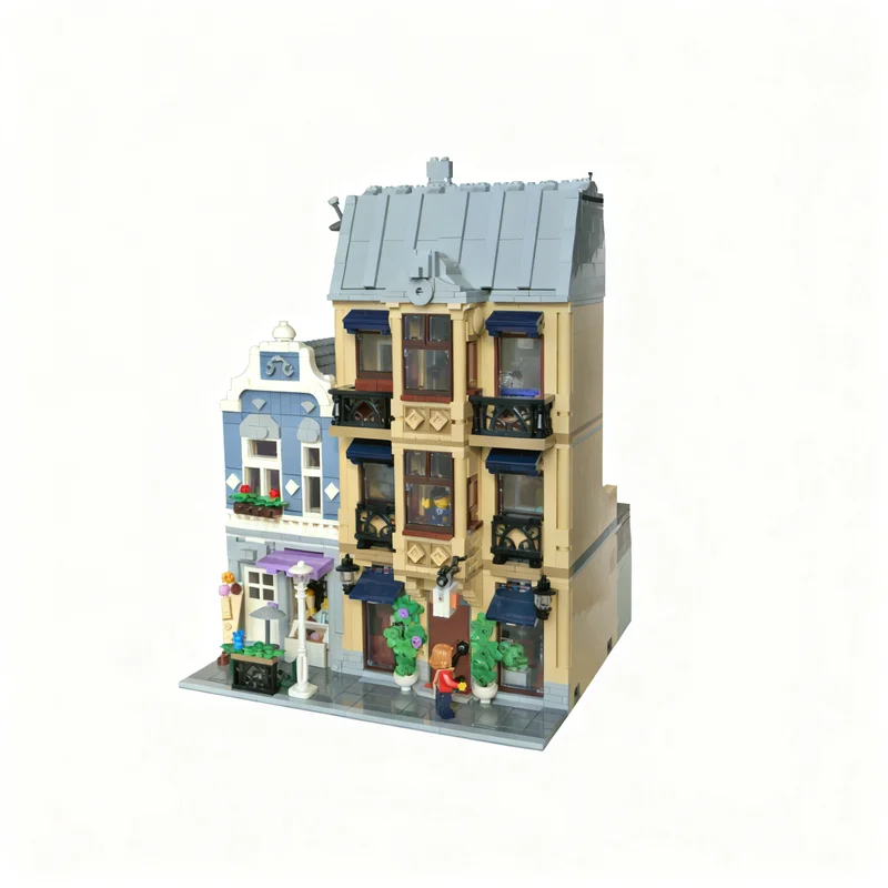 2640pcs MOC Modular Streetscape Hotel Ice Cream Parlor Model Building Blocks Architecture Toys Christmas Gifts DIY Birthday Idea