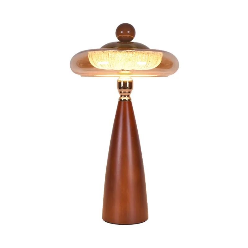 Mid Century American Vintage Solid Wood Luxury Table Lamp LED Bedroom Bedside Ambient Home Decor Novelty New Energy Saving view 5
