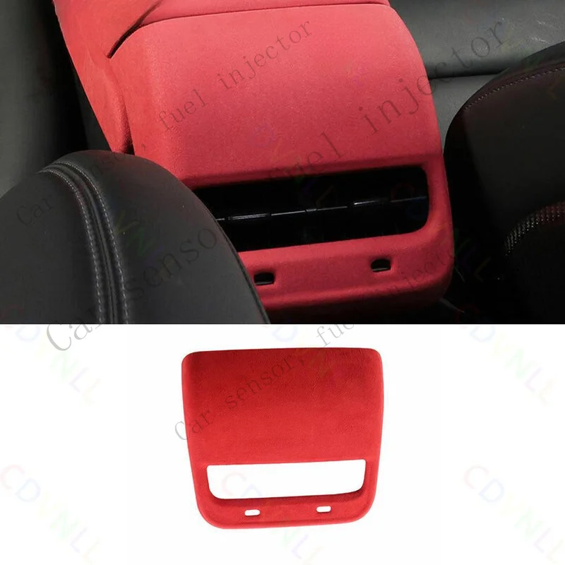Q+ For Tesla Model 3 Y 2017-2023 Red Suede Rear Seat Air Outlet Vent Frame Cover 1*