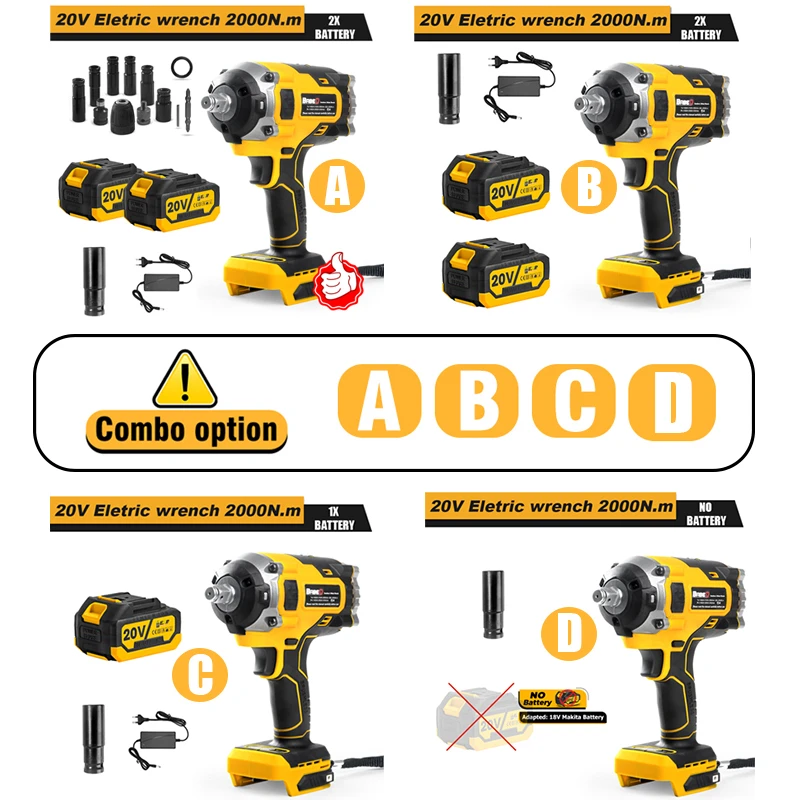 Imagem -03 - Brushless Chave de Impacto Elétrica sem Fio Recarregável High Torque Broca de Mão Ferramenta Elétrica para Makita Bateria 18v 2000n.m 2
