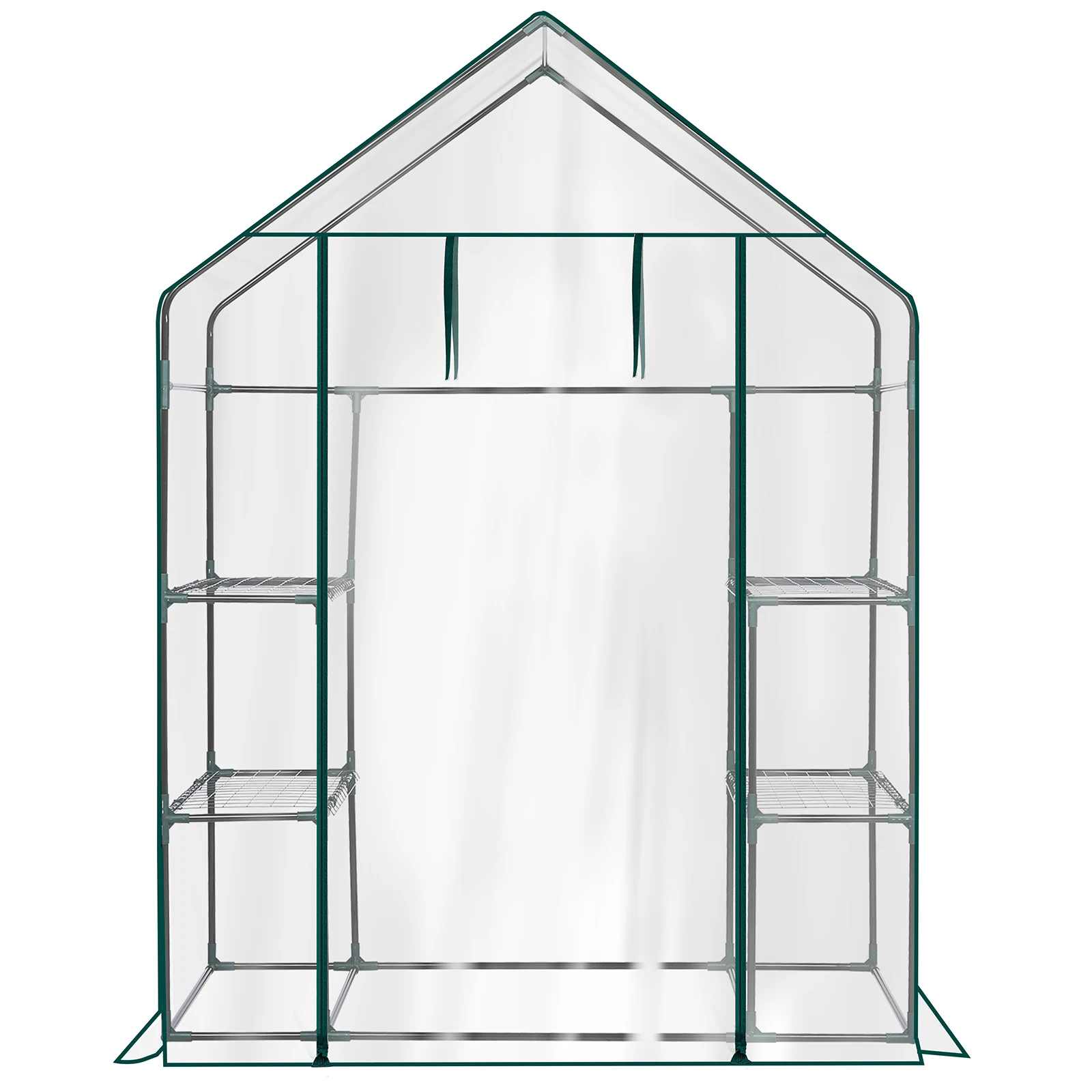 Mini Walk-in Greenhouse with PVC Cover, 4-Shelf Indoor Outdoor Plant Gardening Green House for Garden Backyard, 56" x 29" x 77", Transparent
