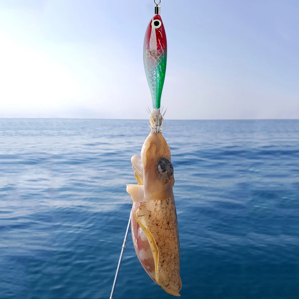 10-1 قطعة خطاف تهزهز على شكل سمكة الصيد إغراء مضيئة 80 مللي متر الاصطناعي وهمية الأخطبوط السحر الخشب الروبيان الحبار الطعم الثابت البحر الرقص معالجة