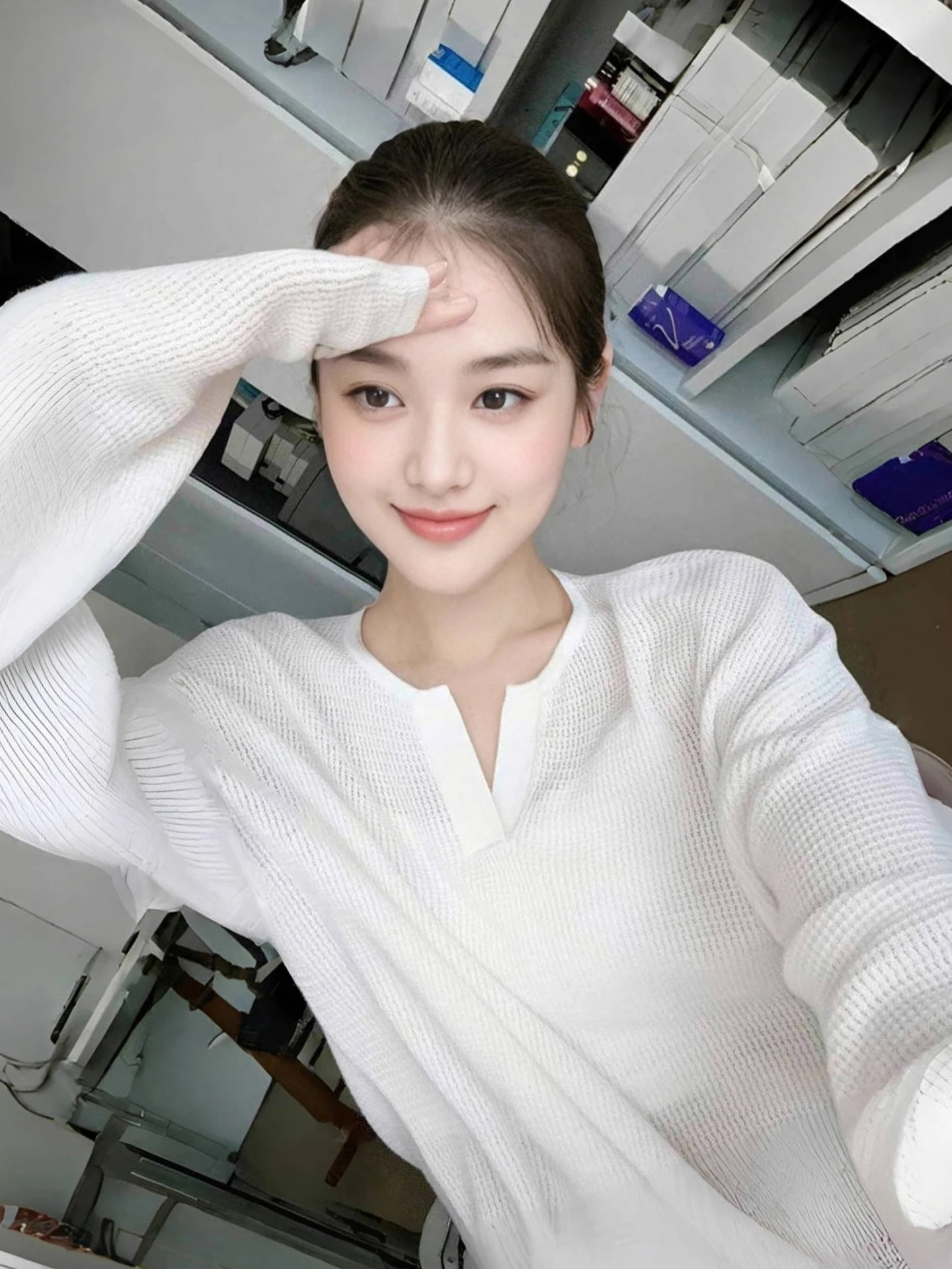 

Женский свитер Ele Pure Color Knitwear с длинными рукавами, свободного кроя, универсальный, удобный, в корейском стиле, для осени