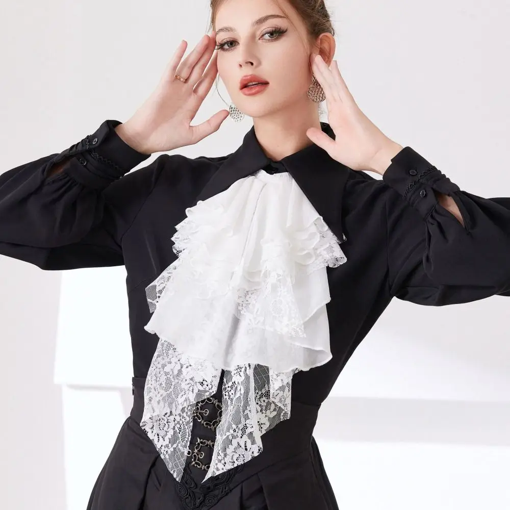Elegante colletto in pizzo staccabile Colletto finto stile medievale vintage a strati Elegante collare rinascimentale Cosplay