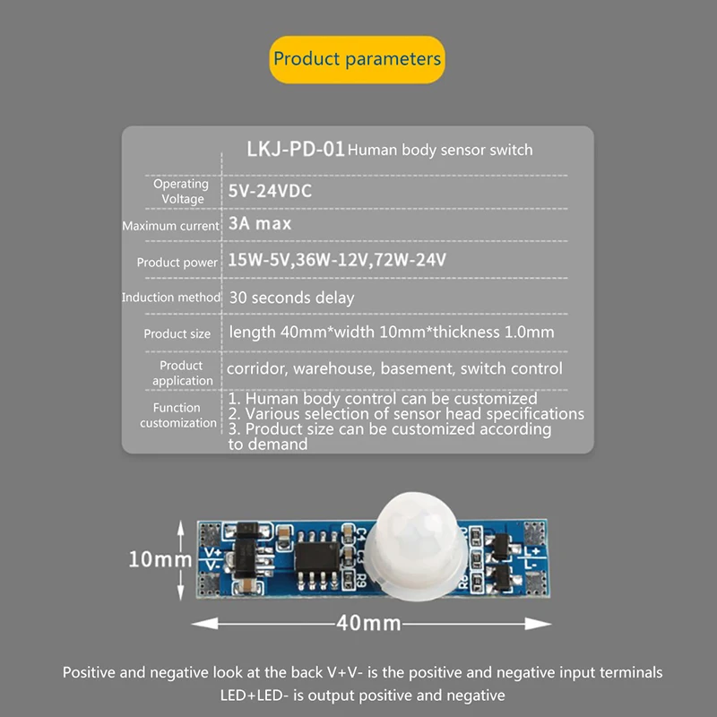 1pc 12v 24v Turn On/off Dimmable Touchless Ir Hand Sweep Wave Wardobe Cabinet PIR Induction Sensor Switch Sensor Module