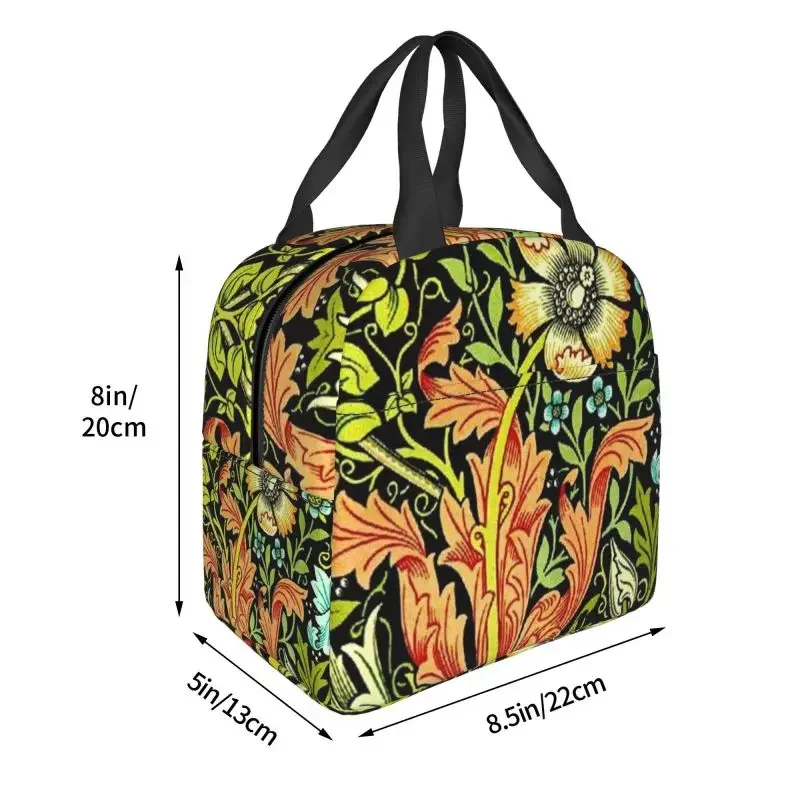 Bolsa de almuerzo floral vintage personalizada de William Morris para hombres y mujeres, loncheras aisladas más frescas y cálidas para la escuela de niños