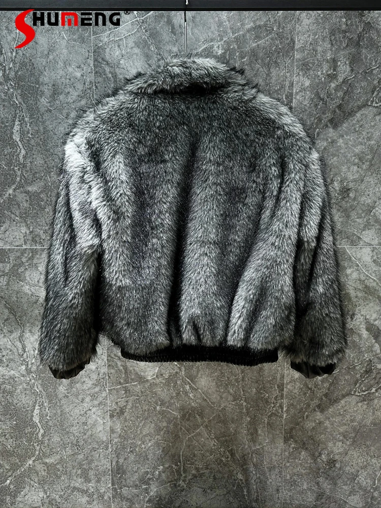 

Men's 2025 Winter New Fur Integrated Double-Sided Wear Faux Leather Jackets High-End Chic Thickened Warm Coats Long Sleeve Tops