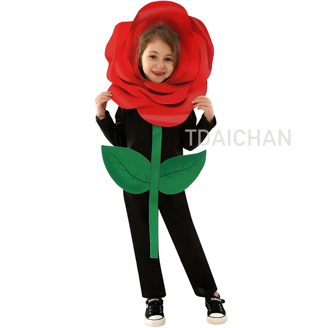 2025 Valentine's Day Plant Rose Cosplay Costume Proposal Party Stage Performance Wedding Flower Girl Cute Jumpsuit