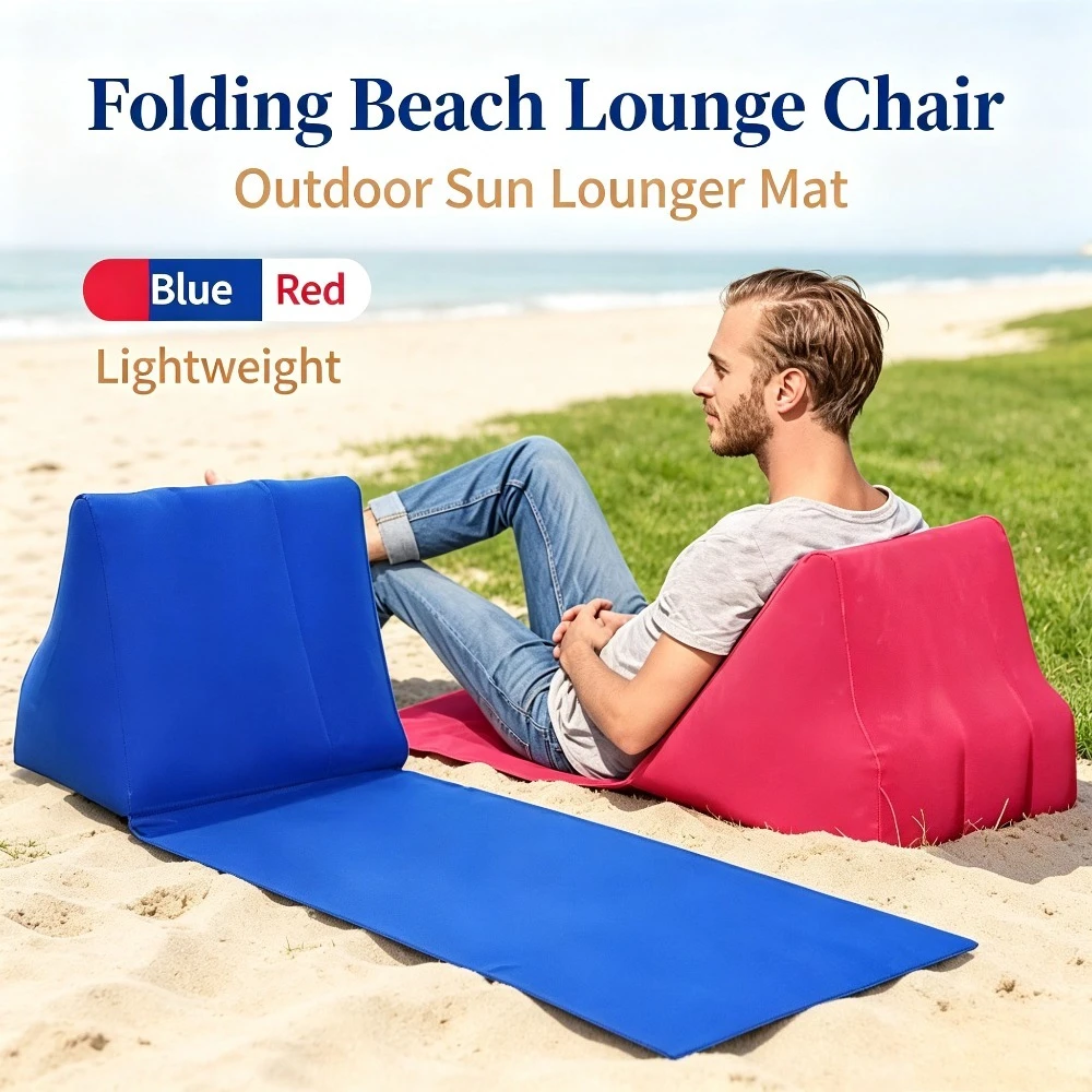 Inflatable Wedge Pillow with Mat PVC Flocking Travel Cushion Portable Back Support Triangle Pillow for Beach Camping Outdoor