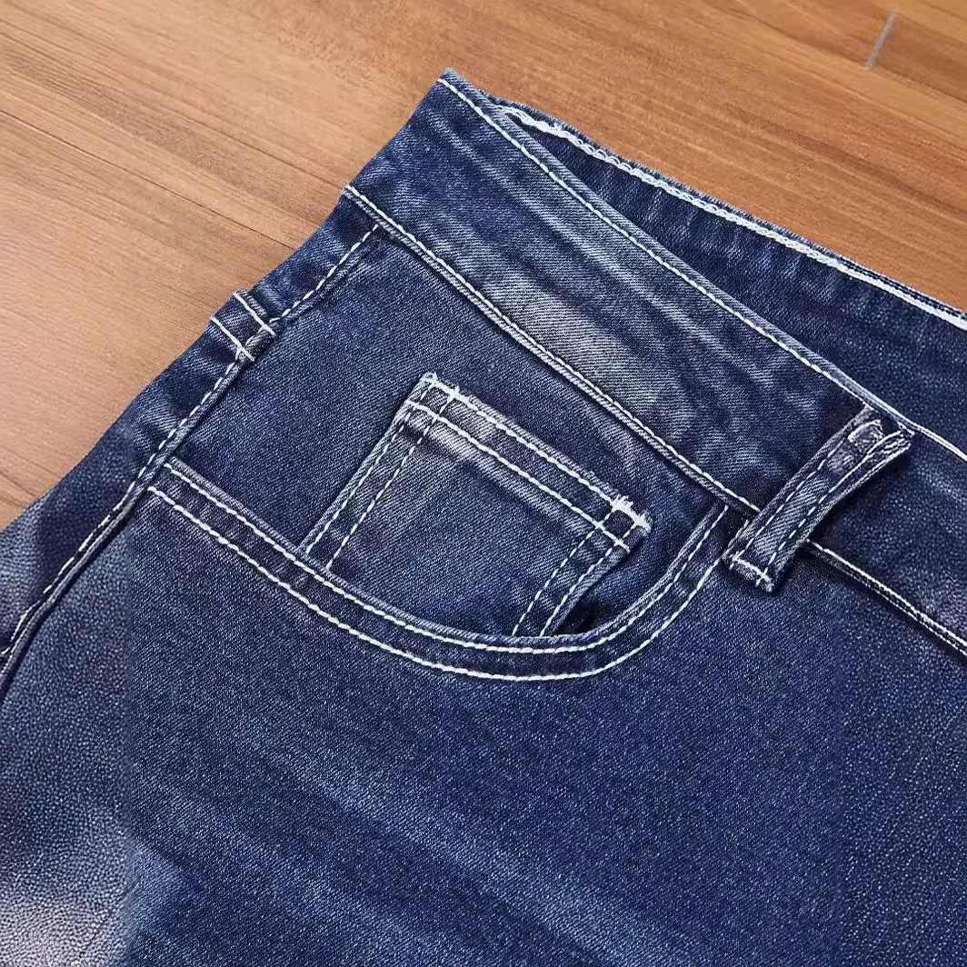 Celana Pendek Denim Melar Pria 2025 Pakaian Pria Jeans Skinny Pria Y2k Celana Pendek Dasar Bisnis Kasual Pria Jeans Robek Pakaian Jalanan