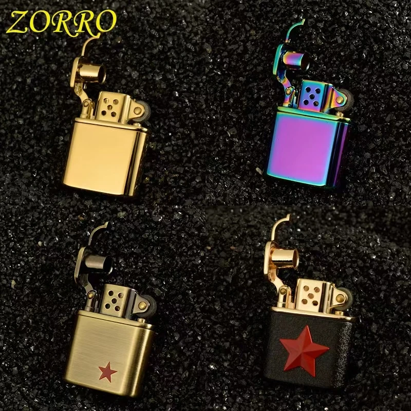 ZORRO Vintage Retro Nostalgic Pure Copper Windproof Kerosine Lighter Armor Machine Igniter Cigarette Lighter Smoking Accessories