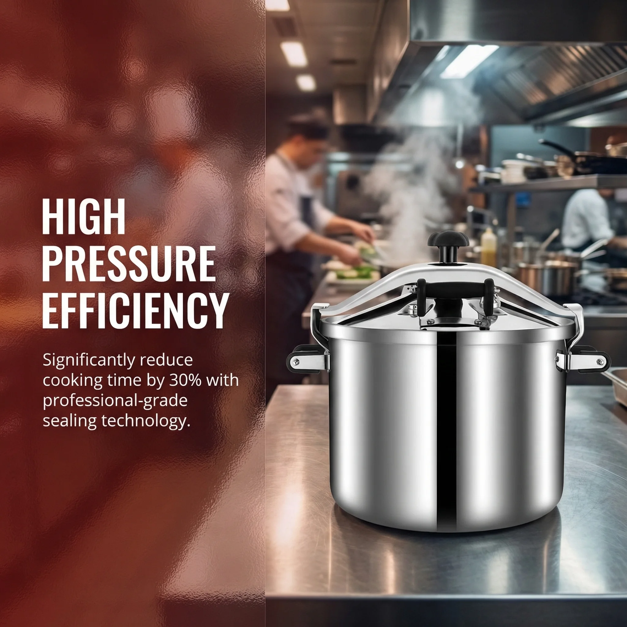 Extra Large 80L Pressure Cooker for Restaurant Canteen, Saves Energy & Time, Multi Safety Valve, Induction & Gas Compatible