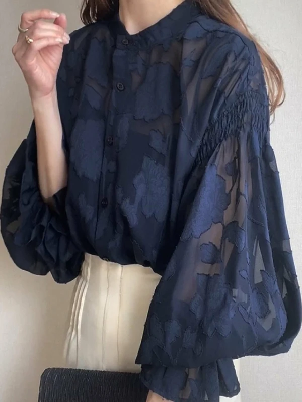 Dupla Face Desgaste Bolha Sve Lace irt Chiffon Ele Feminino Faion Coleção Outono Estampa Floral Longo Sve redondo Ne