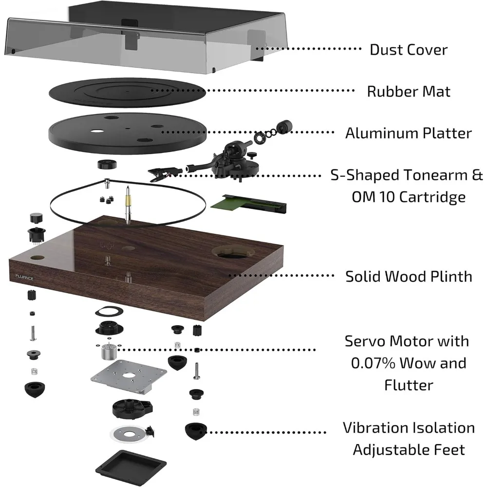 RT82 Reference High Fidelity Vinyl Turntable Record Player with Ortofon OM10 Cartridge, Speed Control Motor