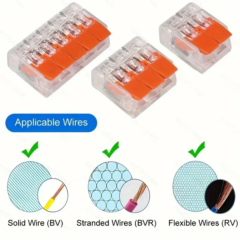 30 1 In And Out Fast Cable Electrical Clamp Kit Connector Terminal 30 Pcs Orange Combinat