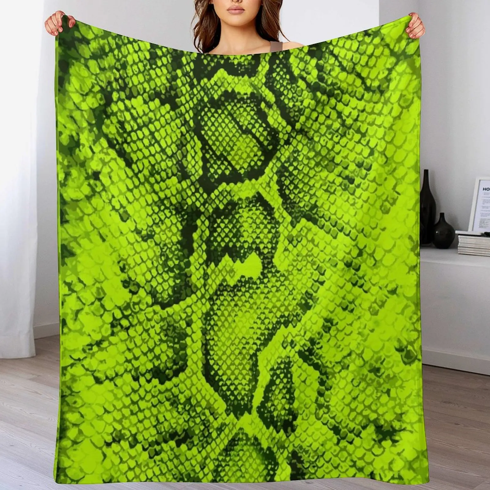 

Lime Snakeskin Throw Blanket