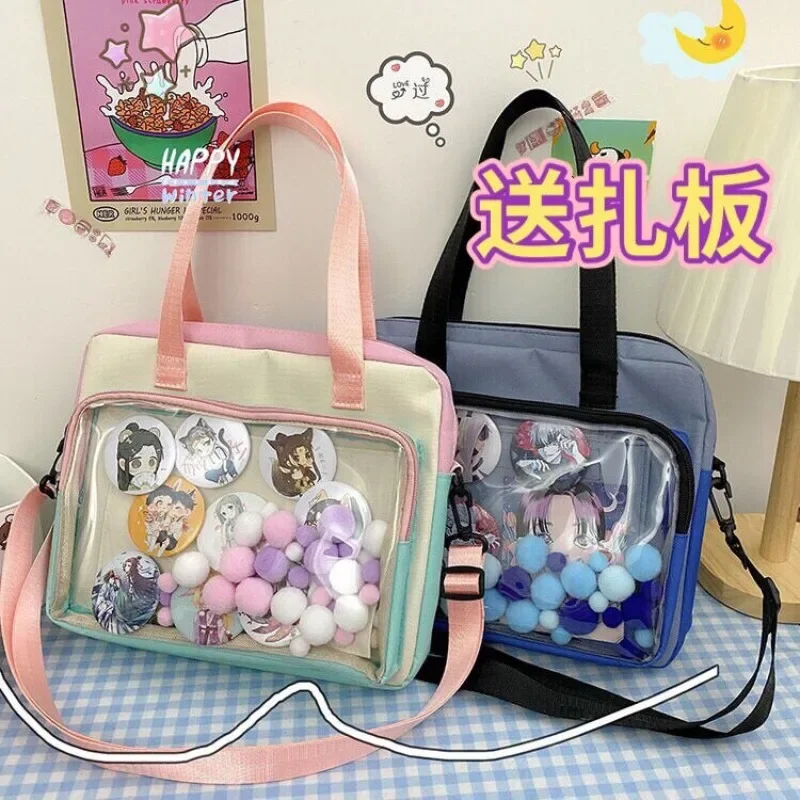 

Japanese Jk Uniform Doll Display Sweet Girl Itabag High-capacity Transparent Preppy Student School Bag Harajuku Y2k Shoulder Bag