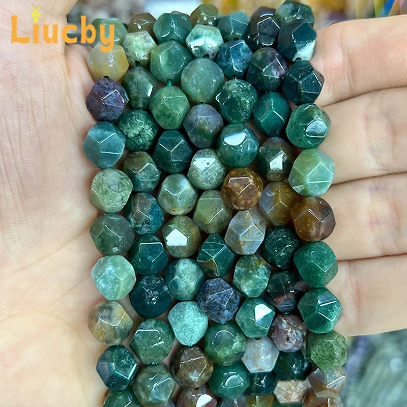 Natural Stone Faceted Indian agate Handmade Beads For Jewelry Making DIY keychain RIngs Accessories Bracelets 15" Inch 6/8/10mm view 5