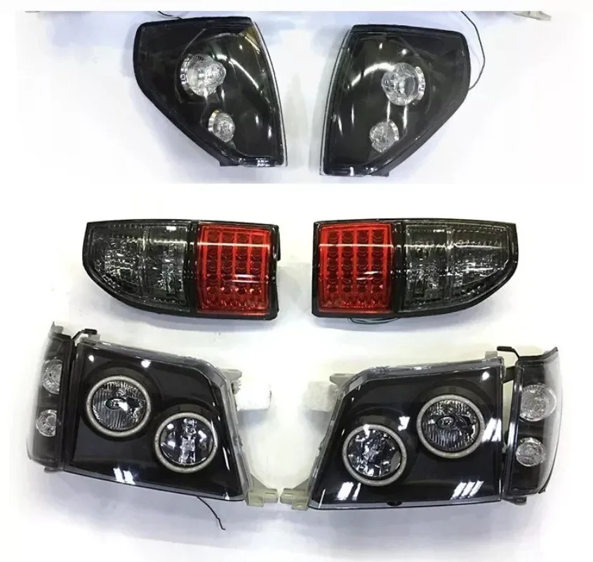 Black LED For Toyota Prado LC90 1996-2002 Front Headlight &Corner&Tail Lights