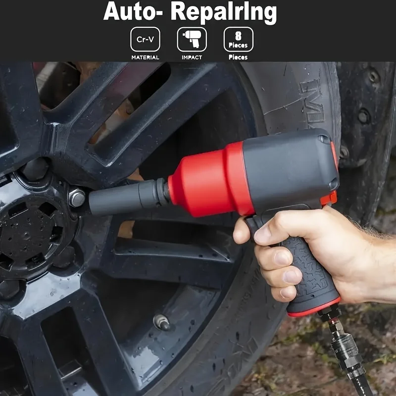 6Pcs Impact adapter and gear reducer sleeve set, multi-function size - with safety ball stop