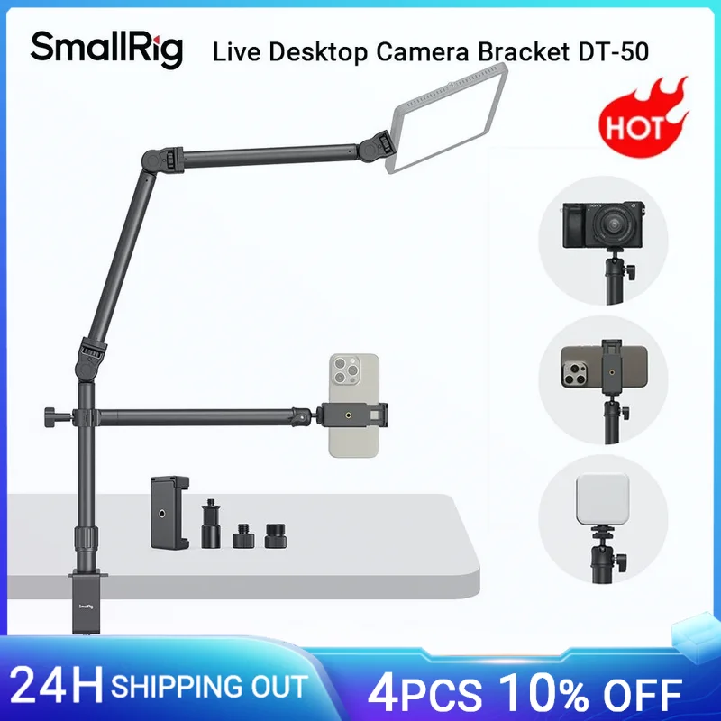 SmallRig Live Desktop Camera Bracket DT-50 with Flexible Arm w 360° Rotatable Ball Head C Clamp for Photography Live Stream 4456