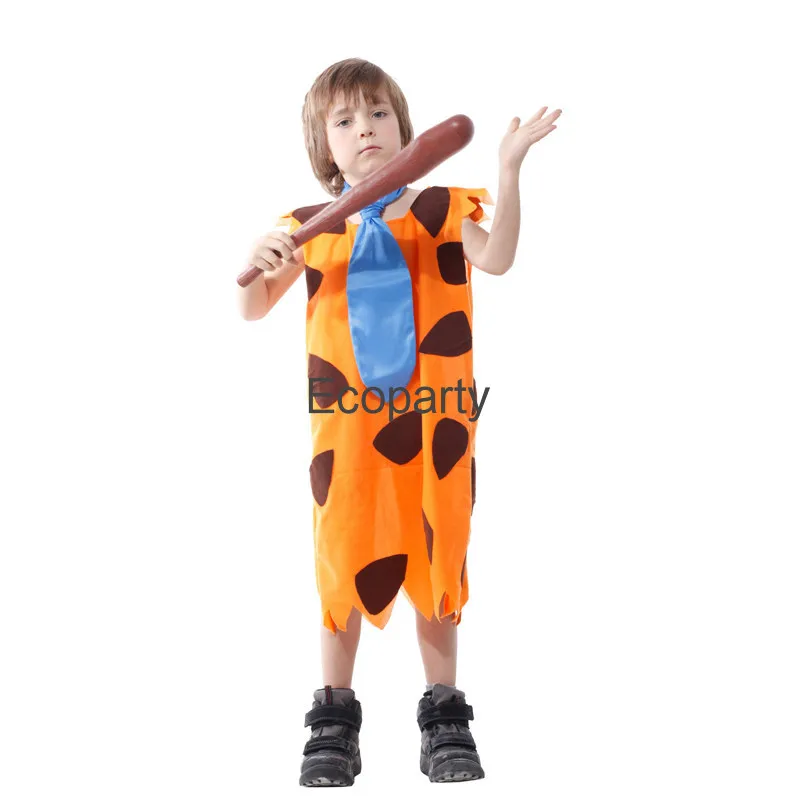 New Halloween Party Primitive Savages Flintstones Cosplay Costume For Adult Kids Purim Men Boys Stone Age Stage Show Dress Up