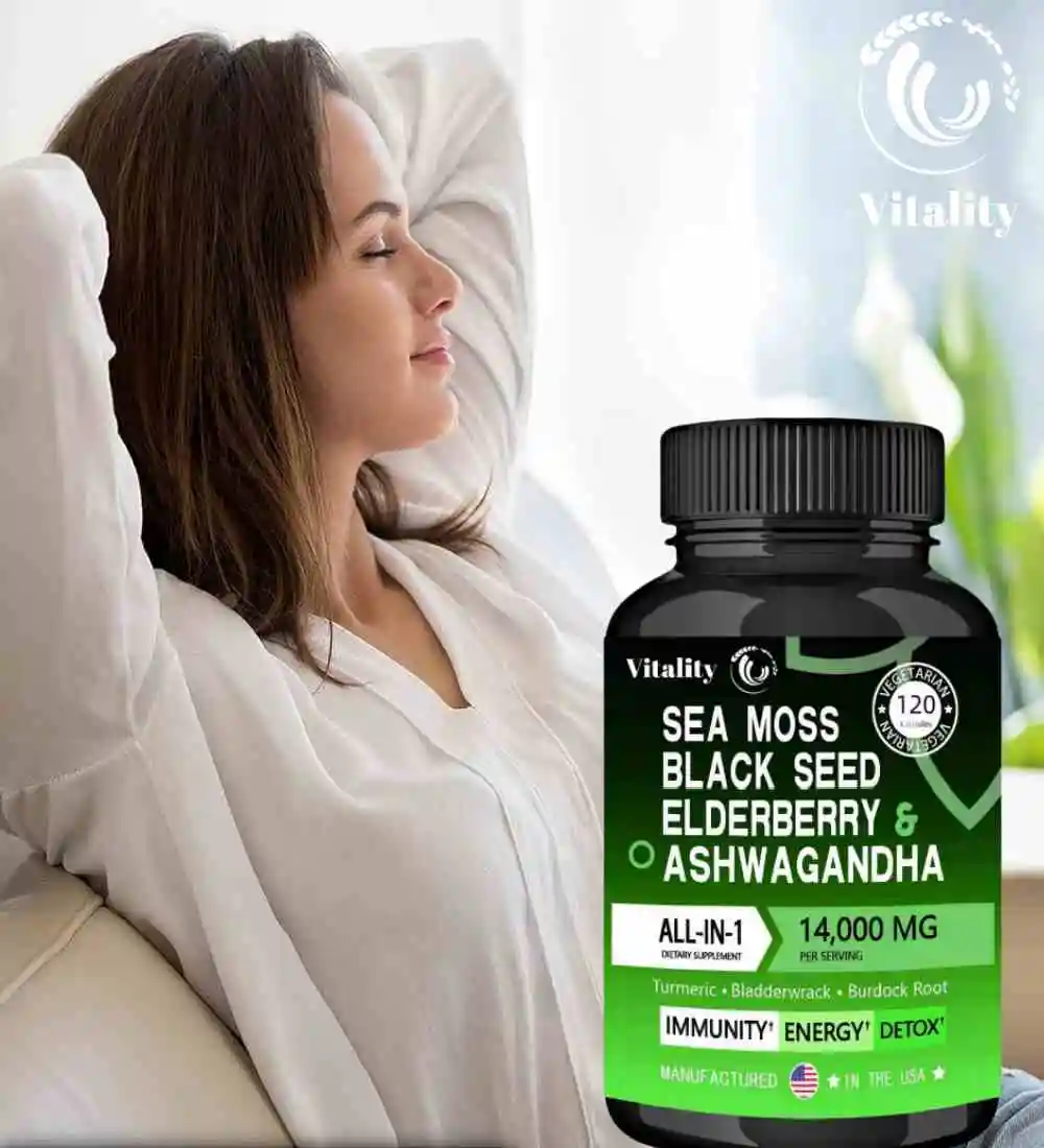 Organic Sea Moss Capsules Supplement Iron, Zinc, Selenium, Calcium Trace Element Supports Thyroid Improve Immunity