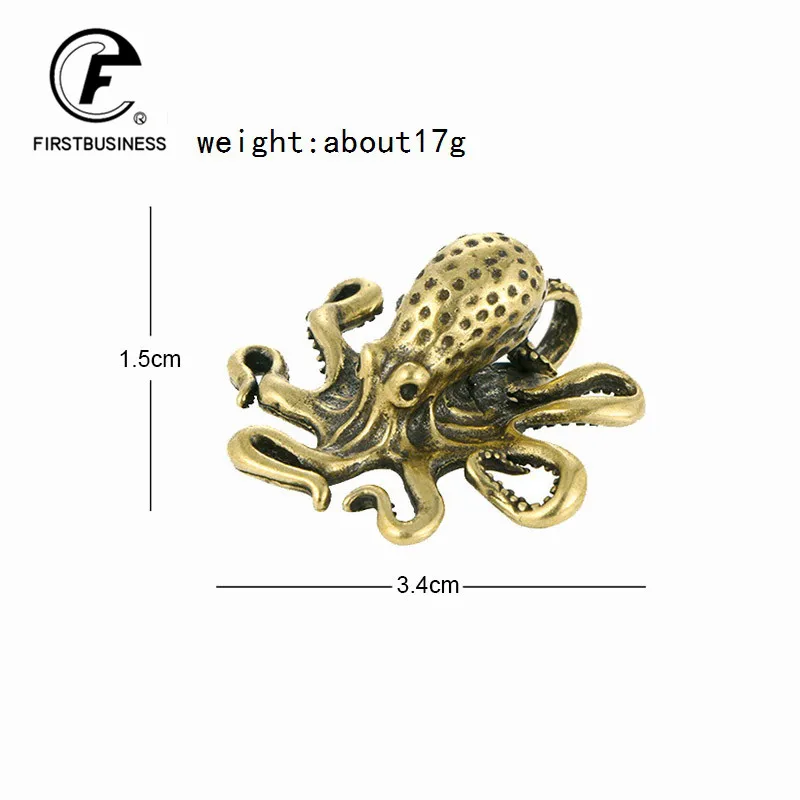 Solid Brass Octopus Animal Figurines Miniatures Desktop Ornament Accessories Creative Table Tea Pet Craft Home Decorations Retro image 6