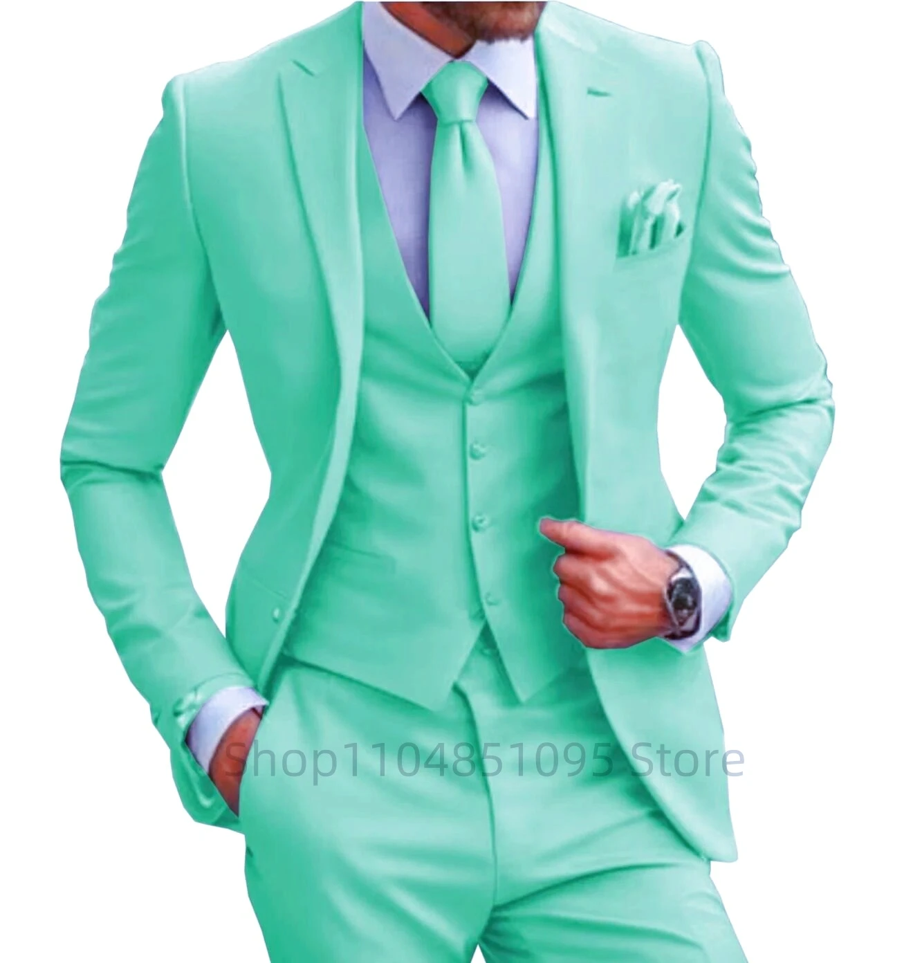 

Elegant Wedding 3 Piece Jacket Vest Pants Full Set Luxury Single Breasted Peak Lapel Brown Male Clothing Business Men's Suits