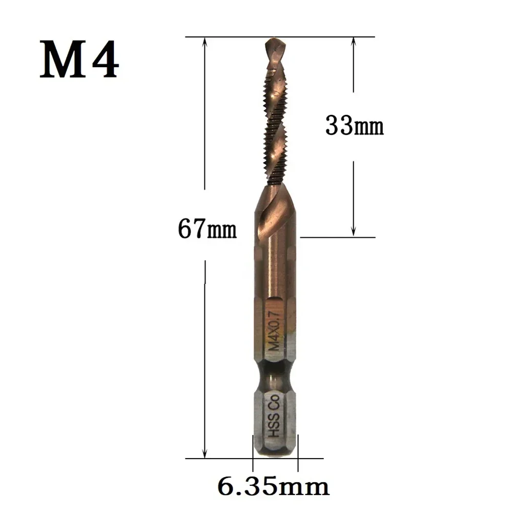 Broca da torneira da metalurgia, Parafuso sextavado, Hex Shank, Torneira composta da máquina, M10x1.5, M5x0.8, M6x1