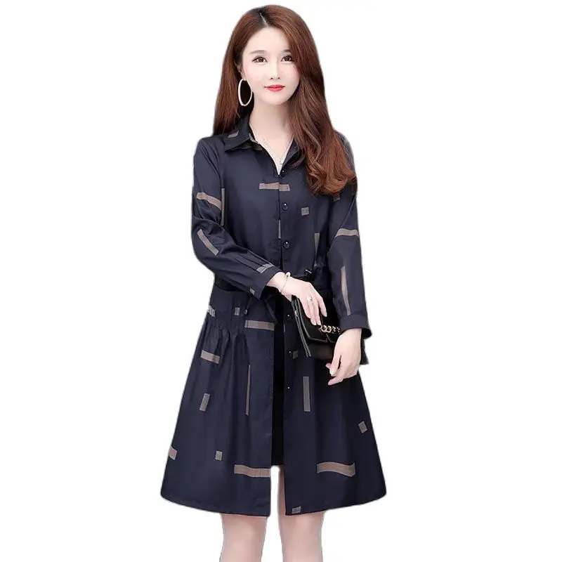 

Windbreaker Mid-length Korean Version Spring And Autumn New Fashion Coat Women's Slim Western Style Loose All-match Casual Top5X