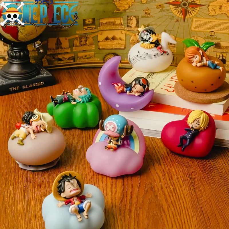 Caja Sorpresa de Anime One Piece con Luz Nocturna, Figuras de Luffy, Zoro, Nami, Sanji y Chopper, Decoración LED de Sueño Dulce