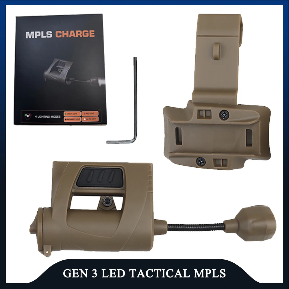 

MPLS CHARGE Tactical Helmet Light - 4-Mode Green/Red/IR Laser, Low Power Helmet-Mounted Flashlight for Hunting & Airsoft