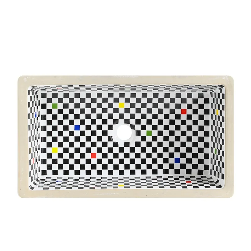 حوض تحت الطاولة حوض غسيل سيراميك مربع الحمام مغسلة منزلية جزءا لا يتجزأ من شرفة مغسلة صغيرة ضيقة الجانب