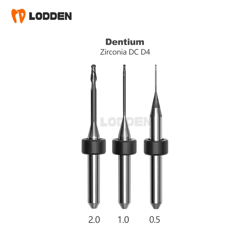 Frese per fresatura Dentium rettifica dentale Zirconia PMMA D4 gambo rivestimento DC/NC 45mm lunghezza 0.5/1.0/2.0mm strumento per molatura dentale