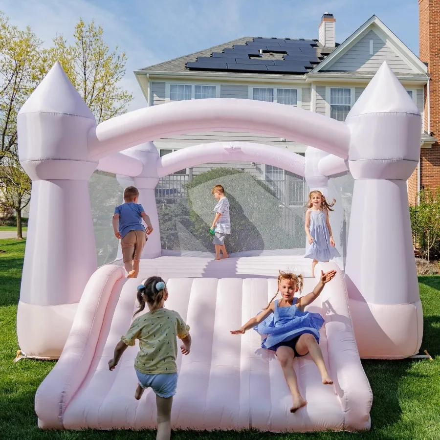 Party Castle Daydreamer Cotton Candy Bounce House [sans souffleur], 16,4 pi de longueur x 13,1 pi de largeur x 9,3 pi de hauteur, panier de basket-ball, pastel tendance