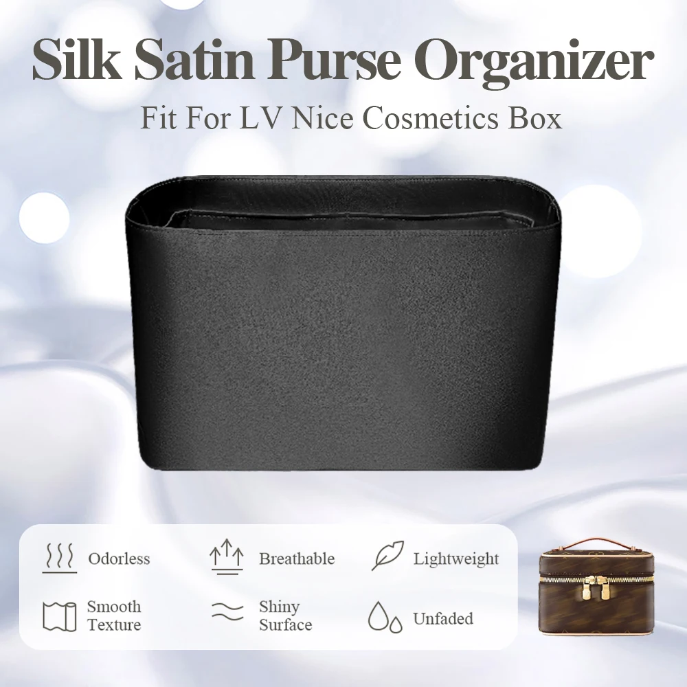 Silk Satin Purse Organizer Insert Fit for LV Nice Cosmetics Box Inside Storage Bag Smooth Inner Liner Bag Lightweight Bag In Bag