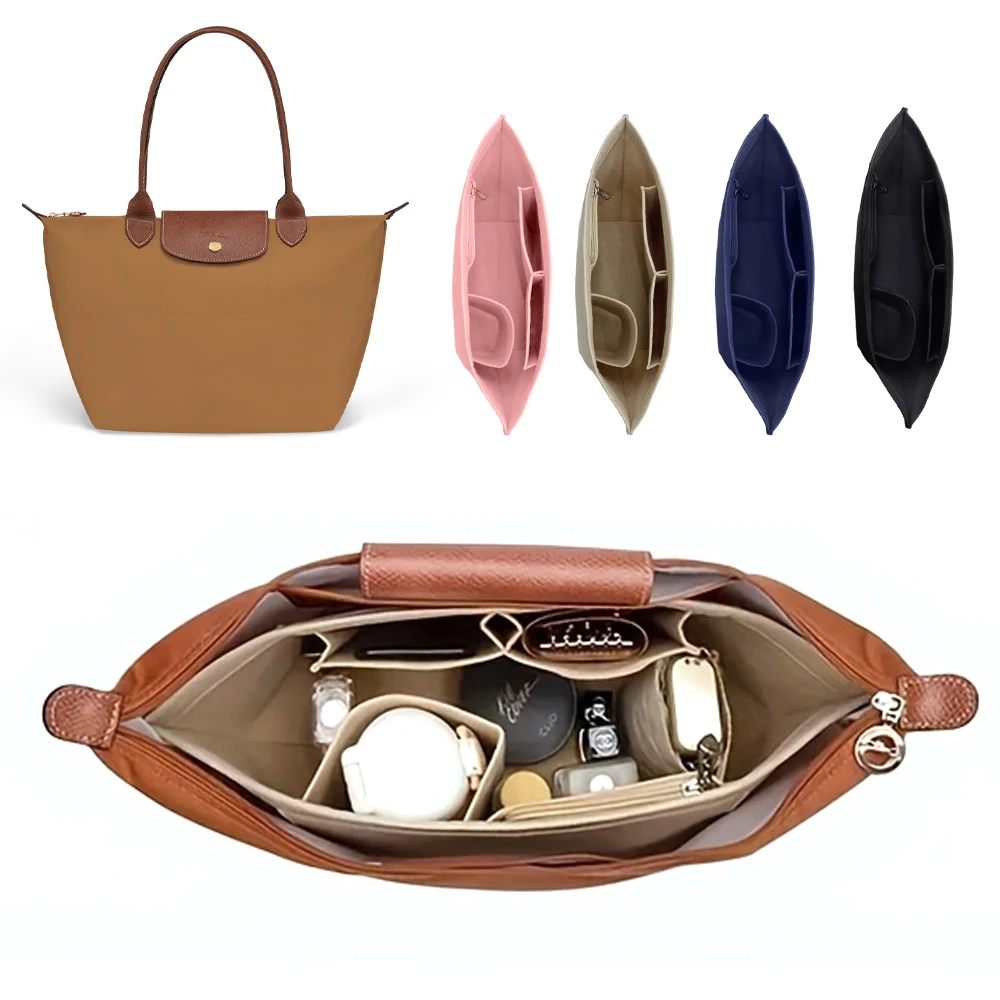 Felt Insert Bag for Longchamp Tote Handbag Lining Bag Insert Purse Organizer Travel Cosmetic Organizer Separate Storage Bag