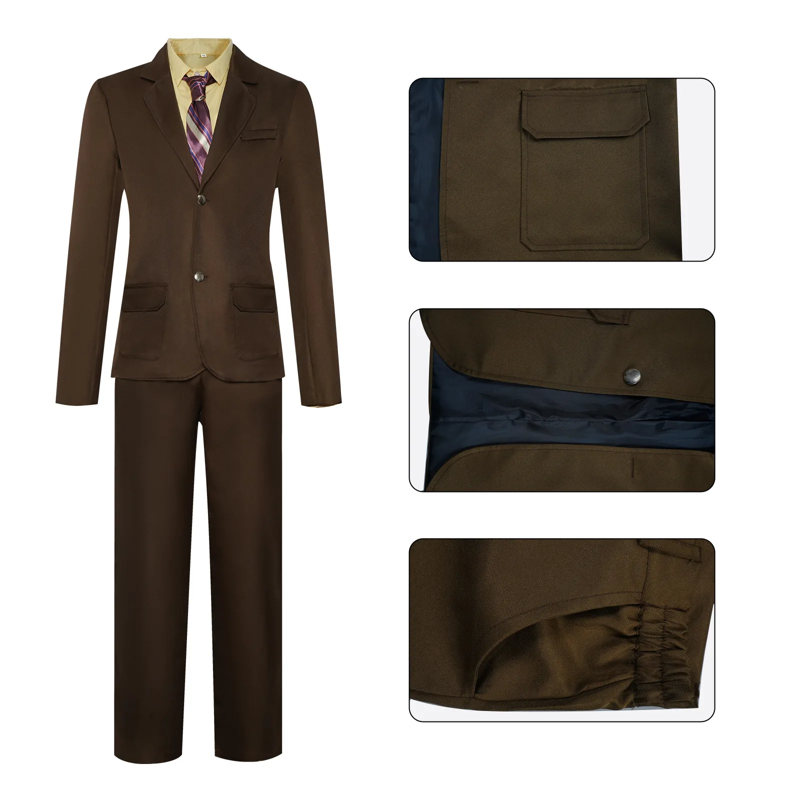 Haloween New Movie Joker 2 Arthur Fleck Cosplay Costume Party Men Brown Suit Quinn Costume for Women Gaga Red Coats Set