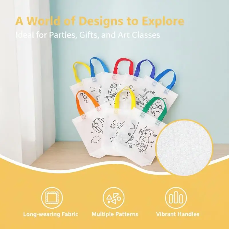 DIY Graffiti Pack Does Not Include Colored Markers, Reusable Animal Art Party Gift Bags, Storage Accessories