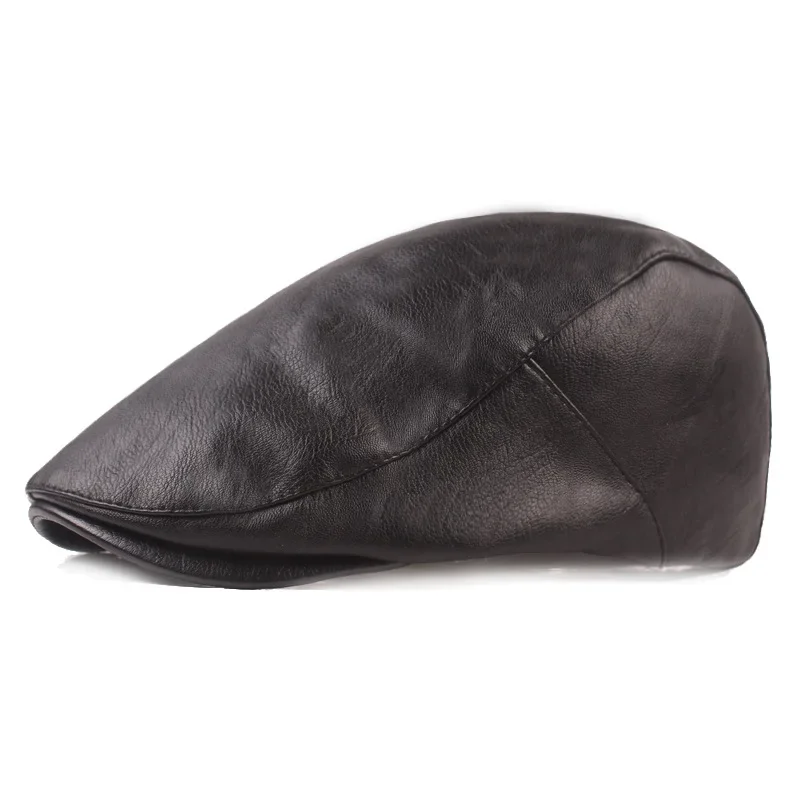 Unisex Vintage Kunstleder Flachmütze Retro Britischer Ivy-Hut Weiche Kurzbrim-Baskenmütze für Männer und Frauen Herbst Winter Casual Street Hat – Detail 2