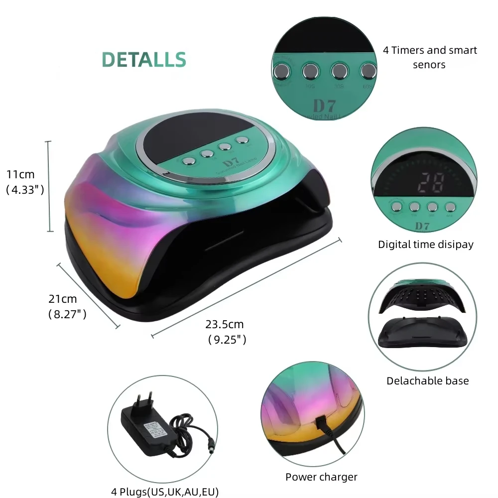 D7 เครื่องเป่าเล็บมืออาชีพโคมไฟสําหรับเล็บที่มีประสิทธิภาพ UV เจลเล็บโคมไฟ 66 LEDs อัตโนมัติ Sensing GEL Polish Drying Lamp
