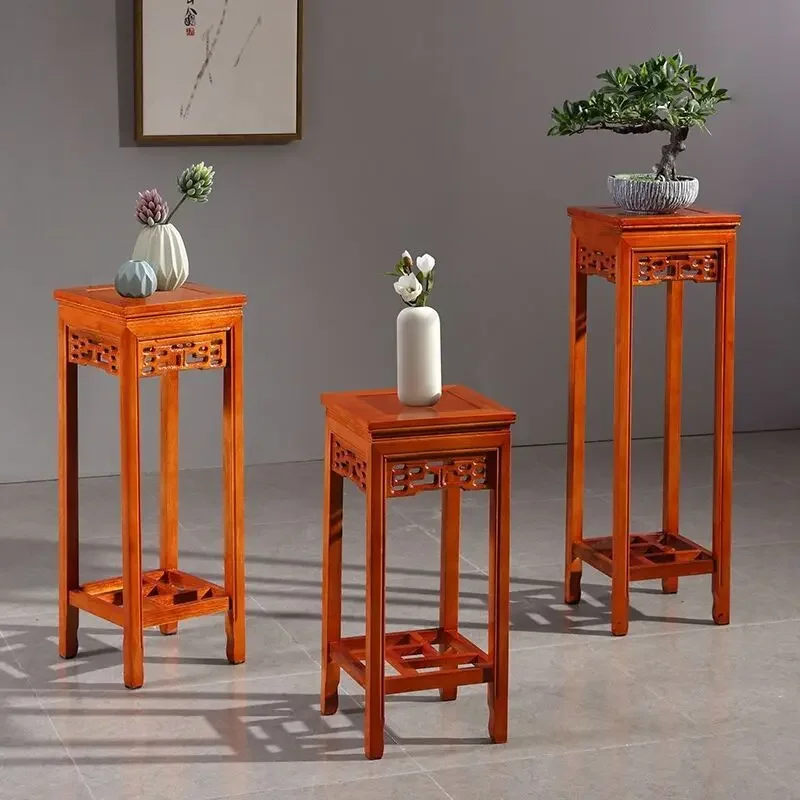 

Solid wood flower stand, imitation mahogany, home living room, antique, table, indoor shelf, elm bonsai