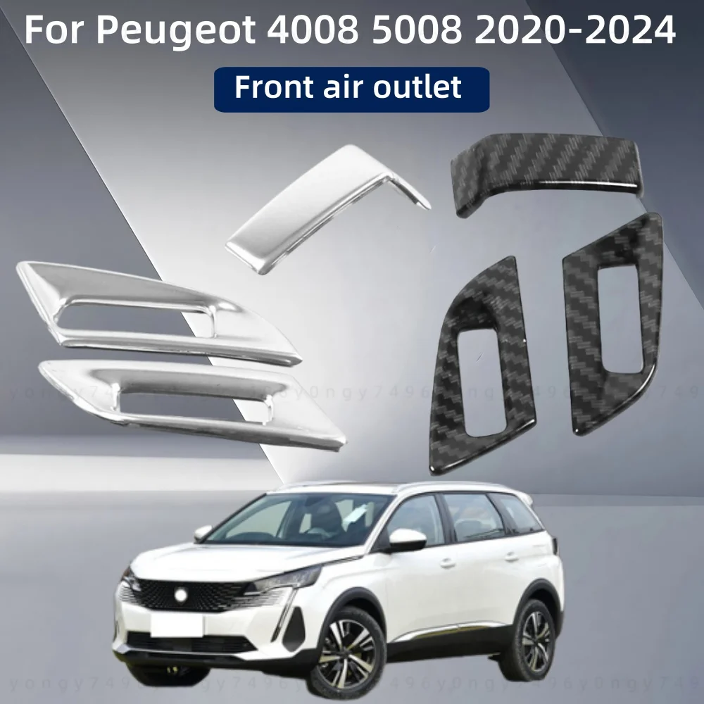 

Car Stickers Front Air Outlet For Peugeot 4008 5008 2020 2021 2022 2023 2024 Silver ABS Plastic Cars Decoration Accessories