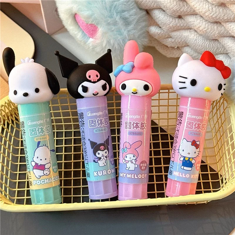 Kawaii Kuromi Melody Cinnamoroll Cartoon Solid Glue Stick Anime Kt Cat Strong Adhesives for Student Stationery School Supplies