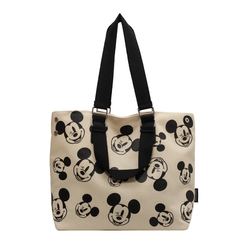 MINISO Disney Serie Cartoon Canvas Women\'s Bag Large Capacity Shoulder Cute Mickey Student Commuter Large Printed Casual Handbag