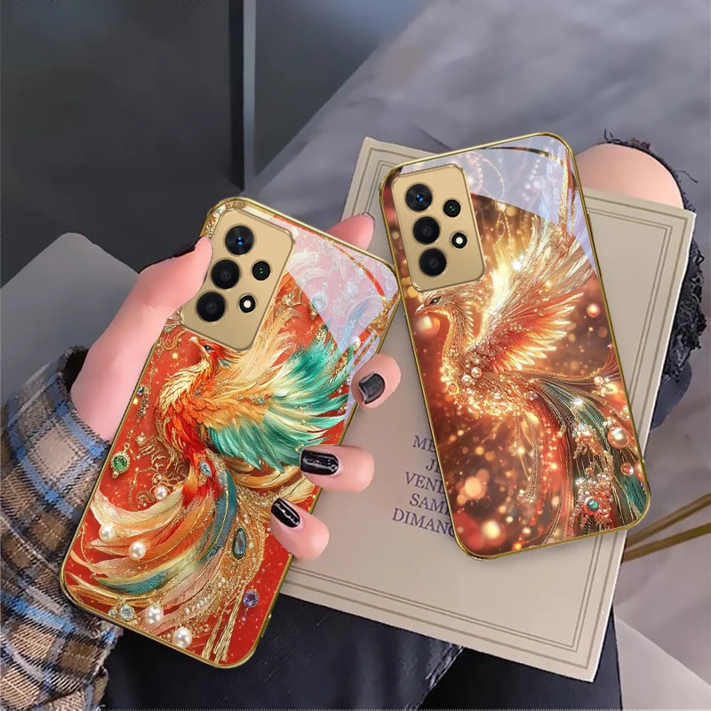 The dreamy phoenix surface For Samsung A16 A15 A14 A13 A12 A26 A25 A23 A22 A21s A36 A35 A34 A33 A32 31 52 73 72 glass phone case