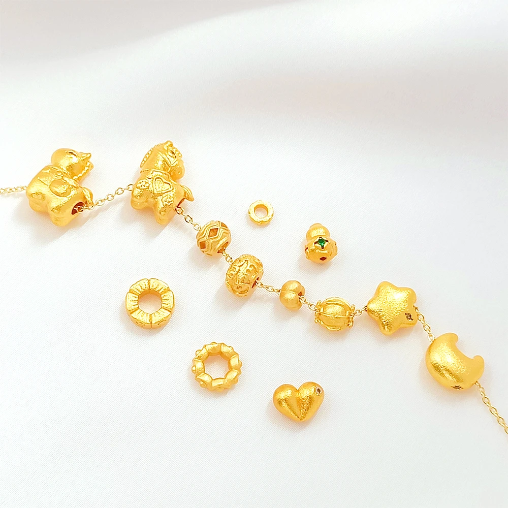 Matte Gold Zircon Inlay Hulu Love Moon Separation Bead DIY Jewelry Making Necklace, Bracelet, Clothing Accessories Materials