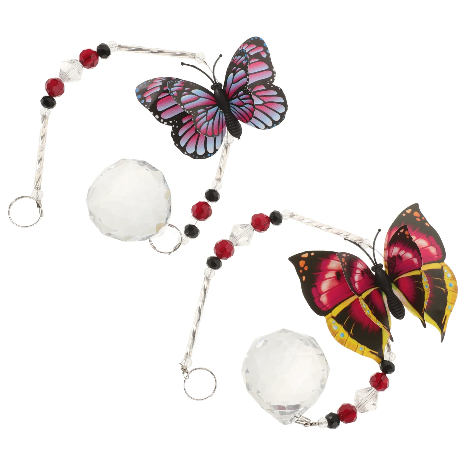 

2Pcs Crystal Hanging Pendant Lamp nament Decorative Blue Pink Wall Garden Home Decoration Durable Gift Mini Model