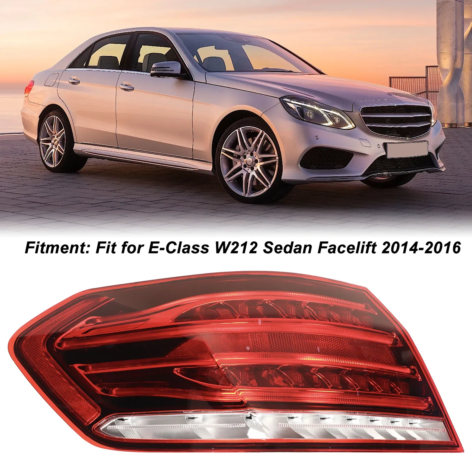 For Benz E‑Class W212 Sedan Facelift 2014 2015 2016 1 Pc Left Outer Side Rear Tail Light Bright Lamp With LED Bulbs A2129060703